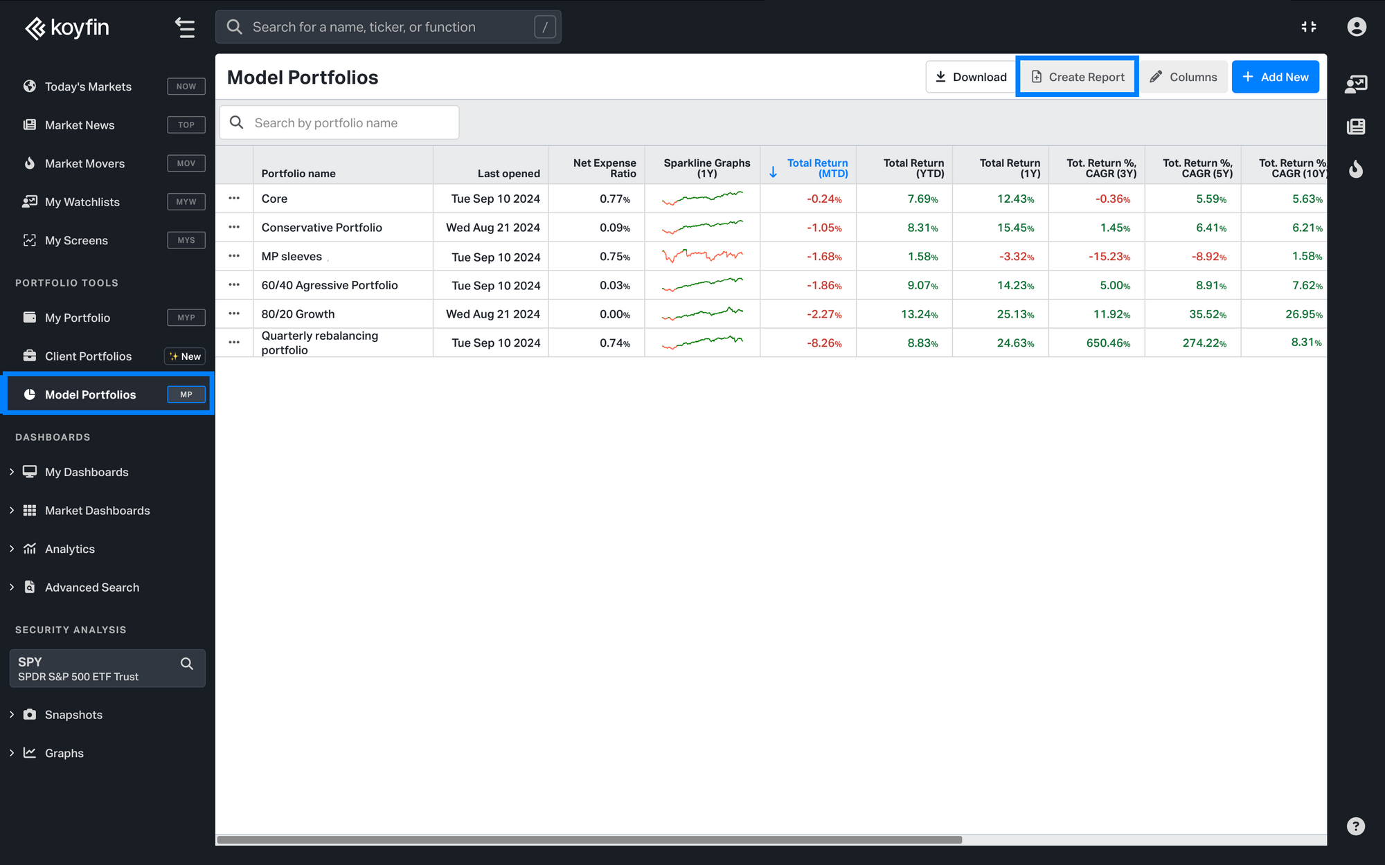 Client Reports on Koyfin