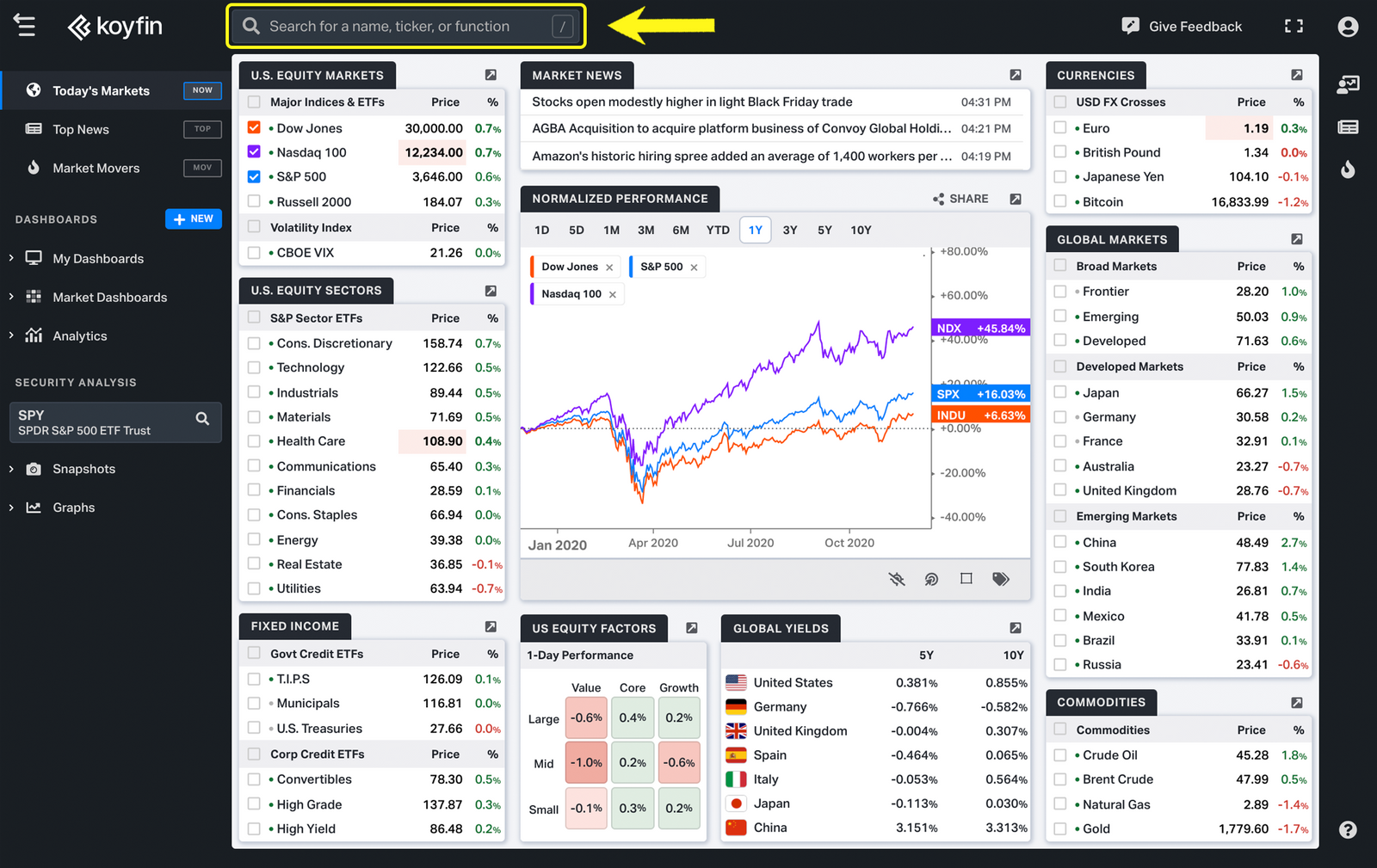 Command Bar & Search | Koyfin.com