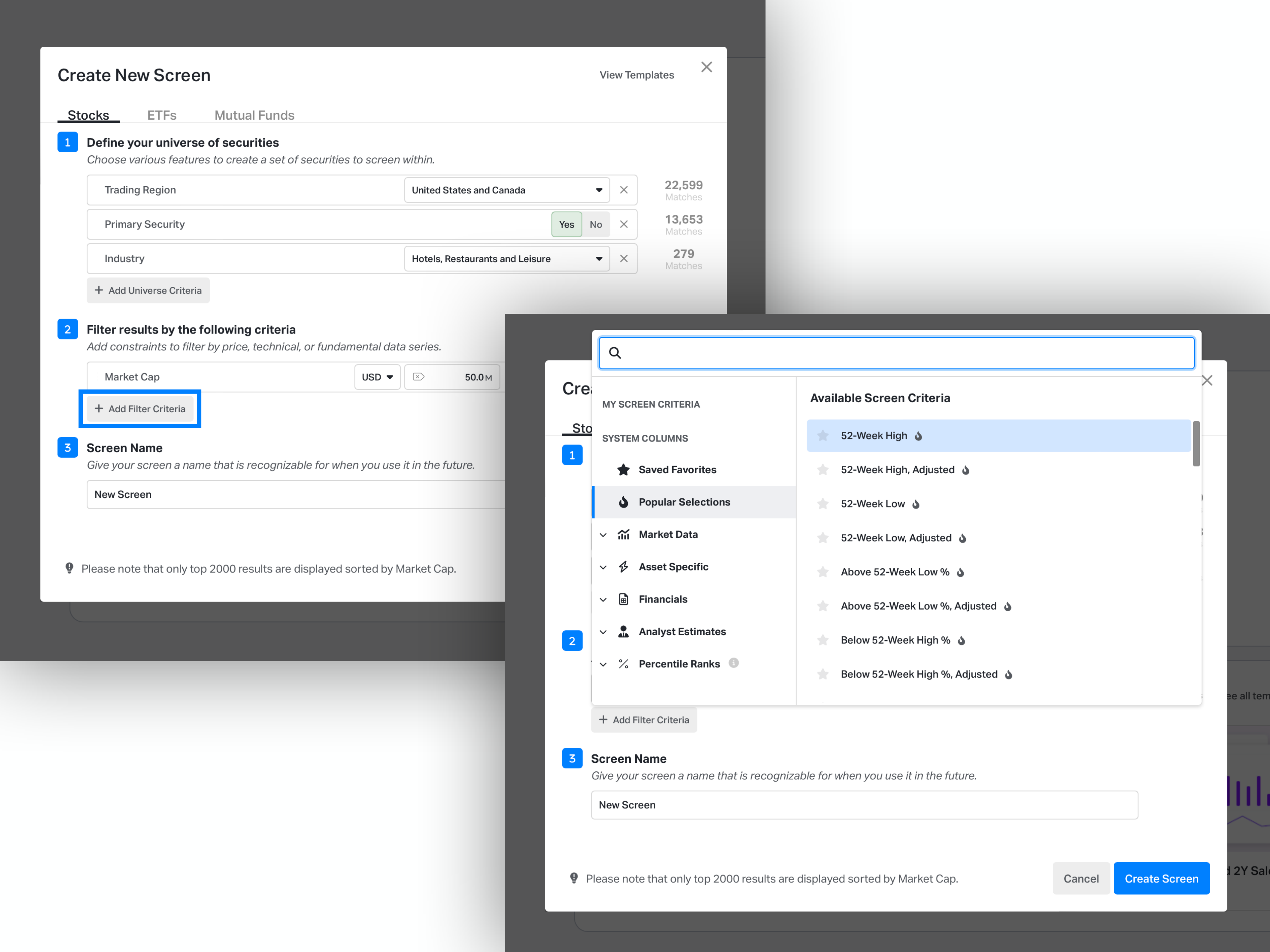 Filter Criteria on Koyfin