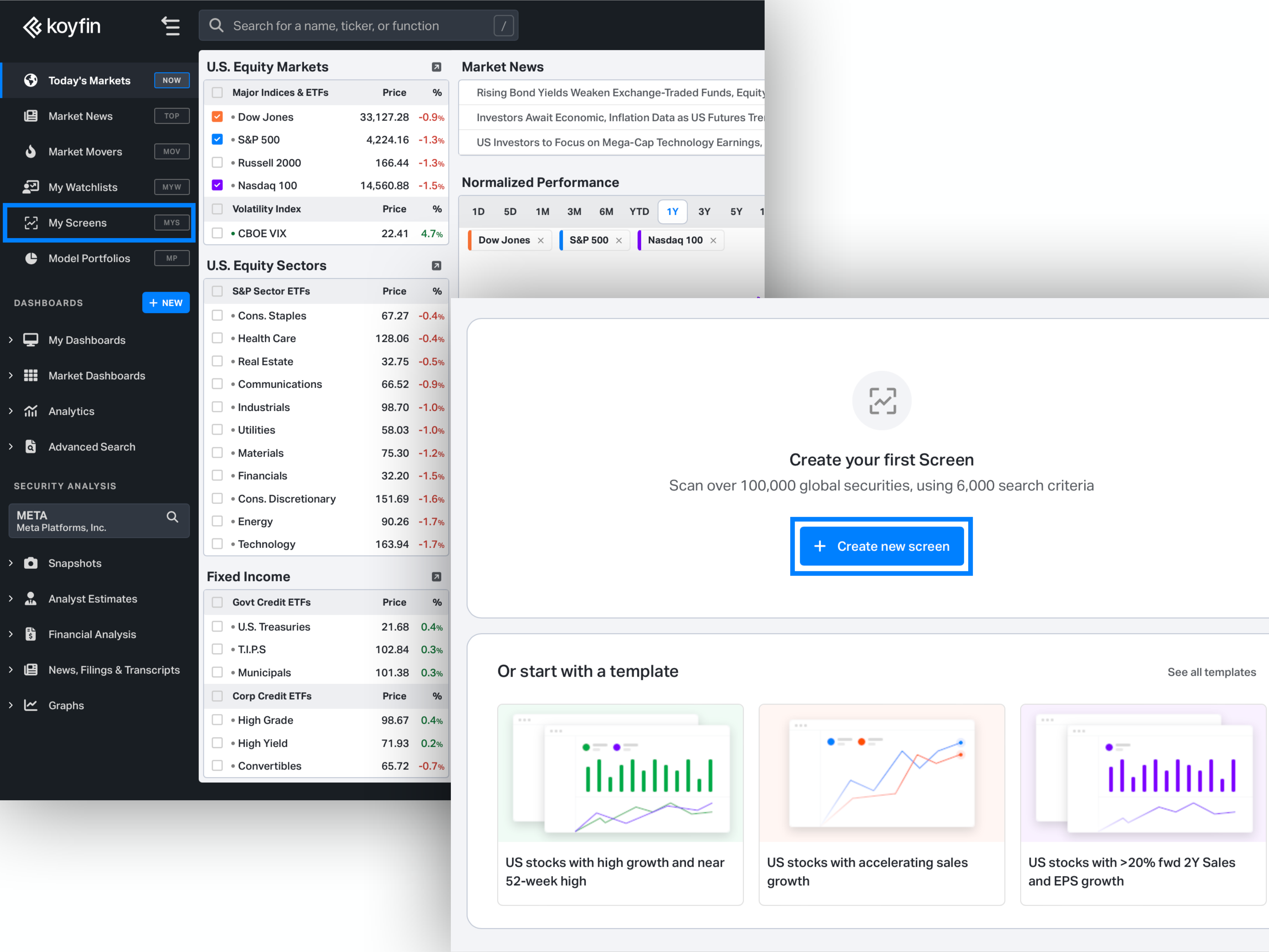 Create a Screener on Koyfin